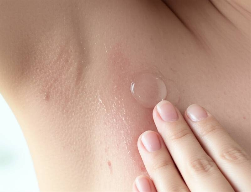 Làm sạch nhẹ nhàng với sữa tắm không xà phòng, ph 5.5 khi da nách bị khô.