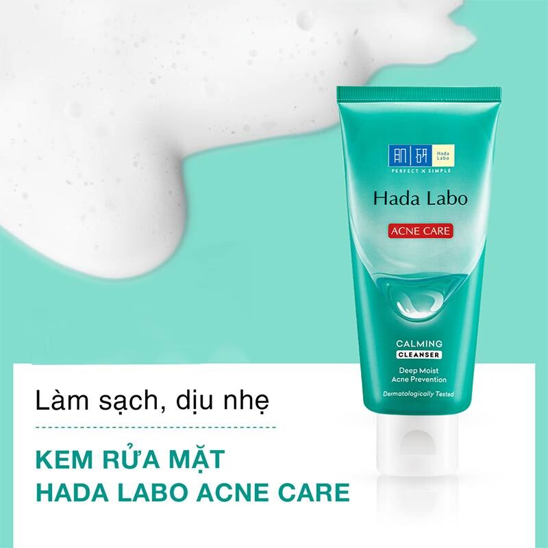 Sữa rửa mặt cho da mụn tuổi dậy thì Hada Labo Acne Care Cleanser.