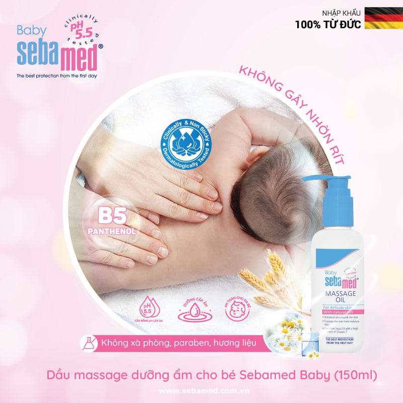 Dầu massage dưỡng ẩm cho bé Sebamed pH5.5 - www.sebamed.com.vn