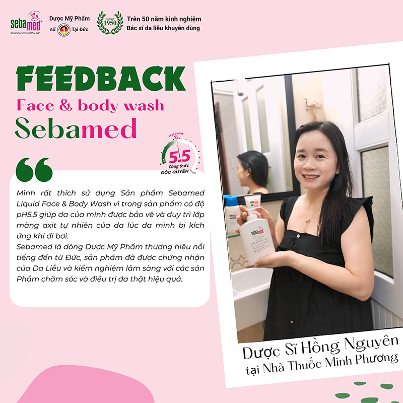 Sữa rửa mặt & tắm toàn thân sebamed: bí mật da khỏe từ đức - 12 - sebamed Khách hàng phản hồi tích cực về sữa rửa mặt và sữa tắm toàn thân Sebamed pH 5.5.