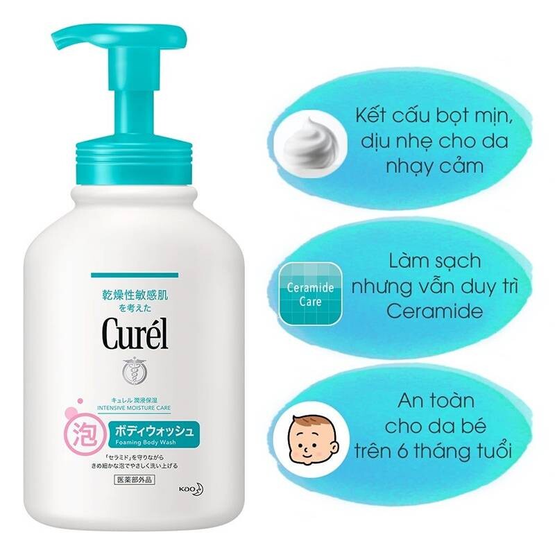 Sữa tắm dưỡng ẩm Curel Intensive Moisture Care Foaming Body Wash.