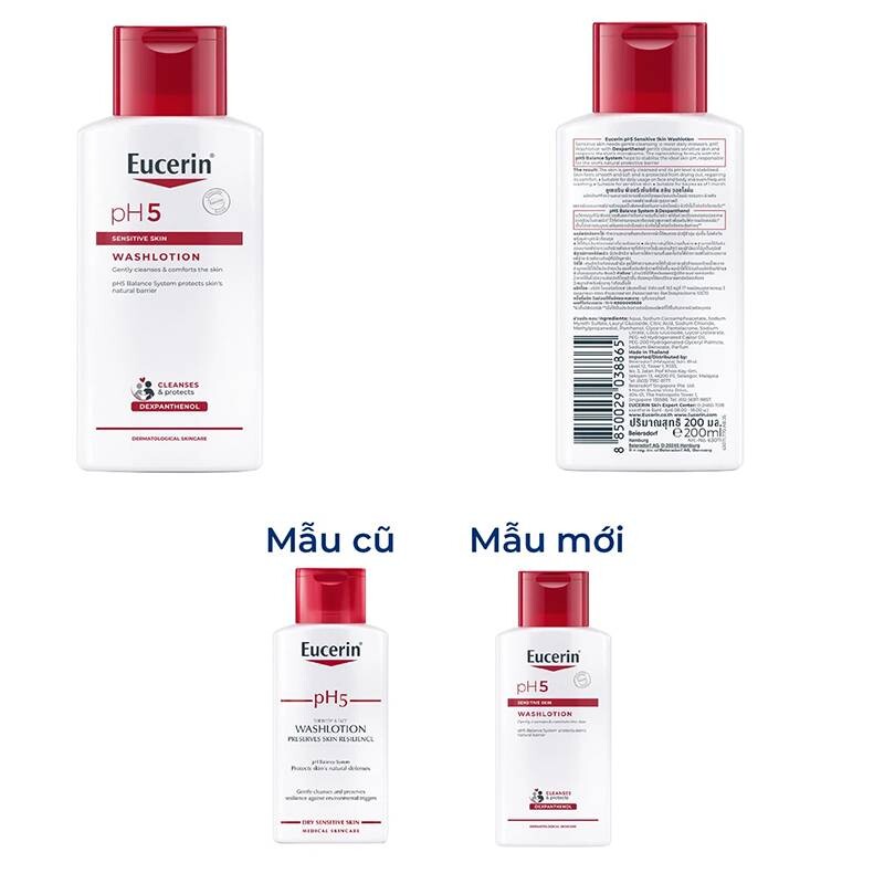 Sữa tắm Eucerin pH5 Washlotion làm sạch và dưỡng ẩm da cho da nhạy cảm.