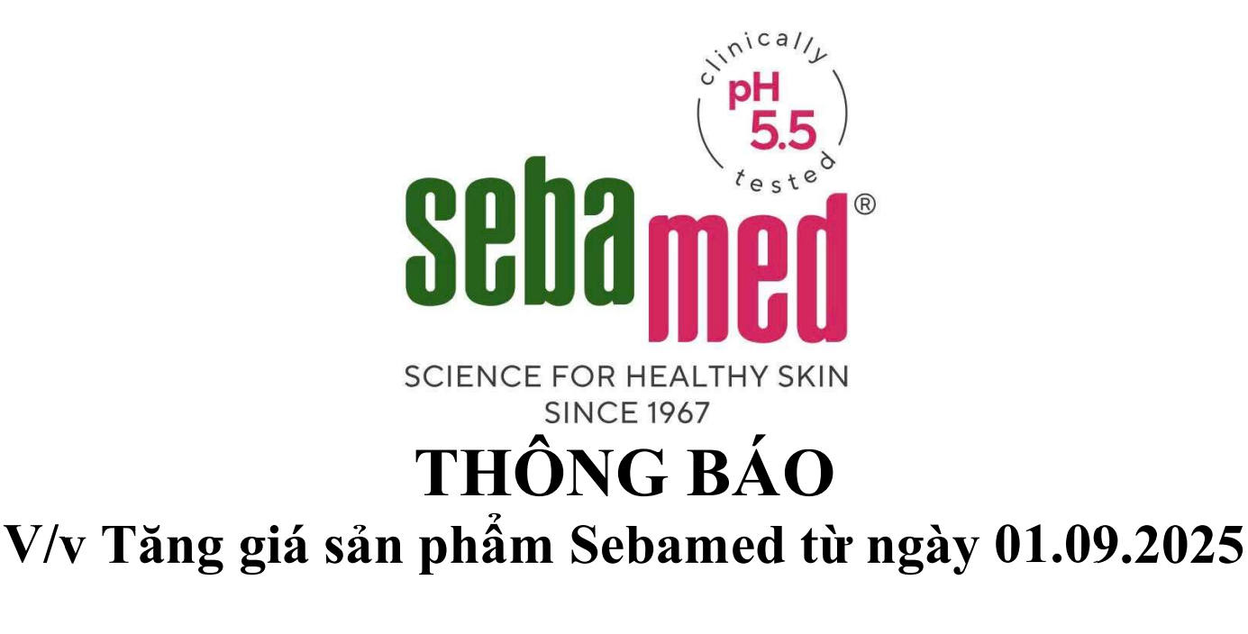 Thông báo về việc tăng giá sản phẩm Sebamed từ ngày 01.09.2025